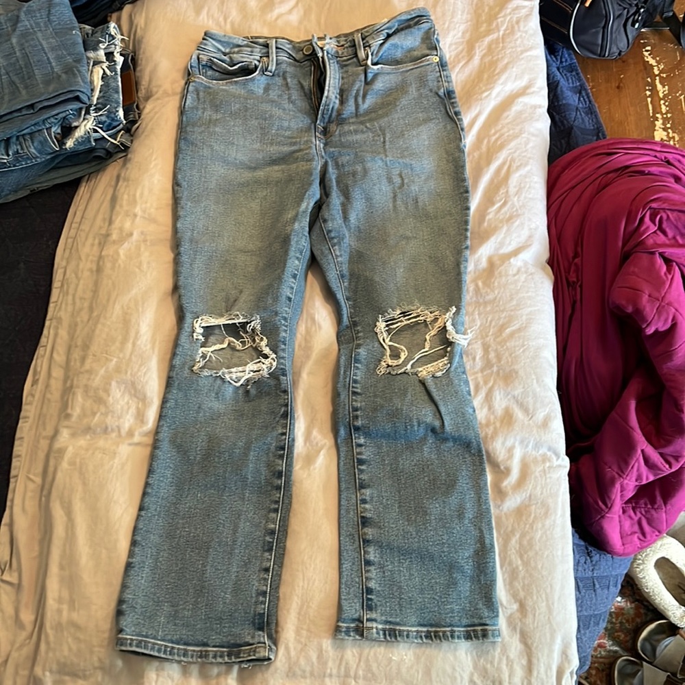 Good American distressed jeans